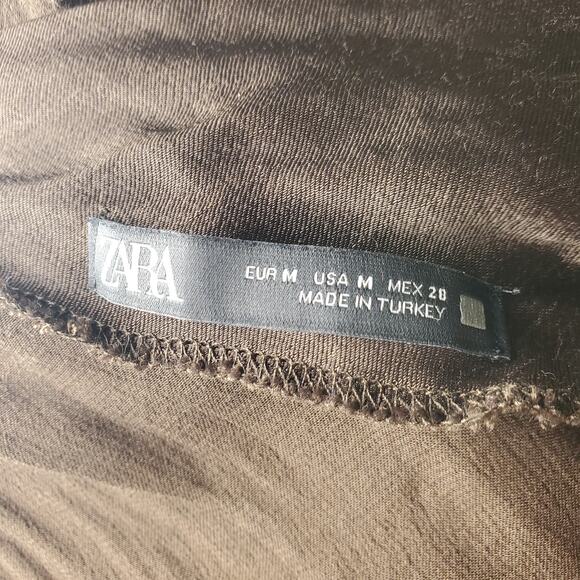 Zara Brown Satin Crop Top Medium - Picture 5 of 6